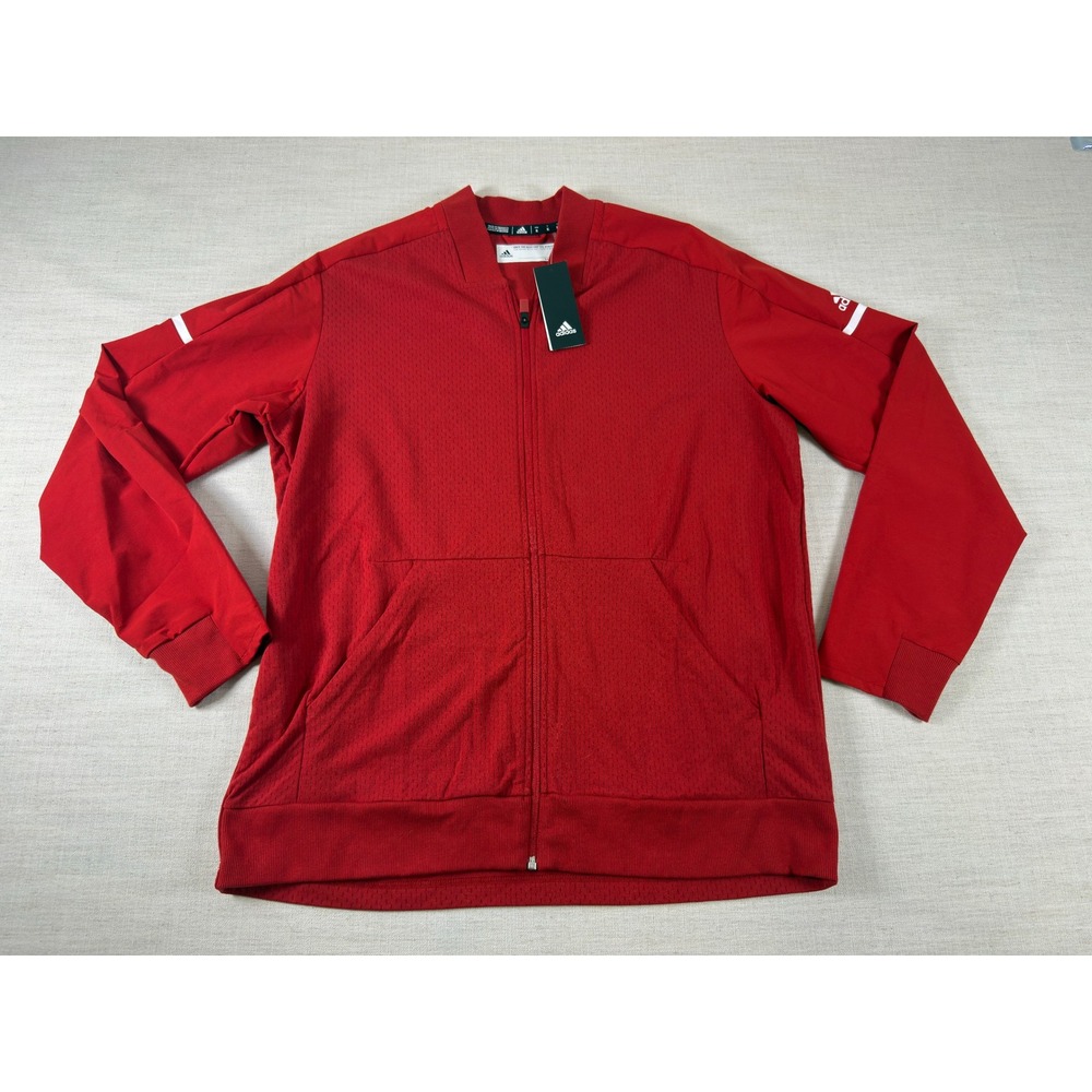 Adidas Mens Red Mesh Full Zip Track Jacket Bomber Style XL NEW